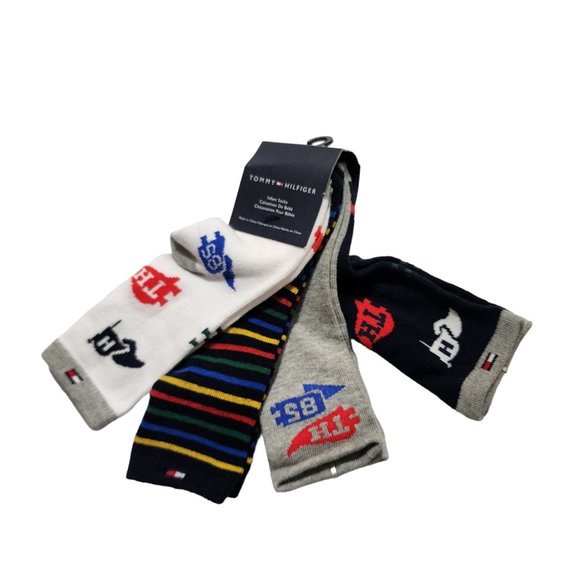 Tommy Hilfiger Toddlers‎ Socks Cotton Multicolor 2-4 yr 4Pack - Picture 1 of 4